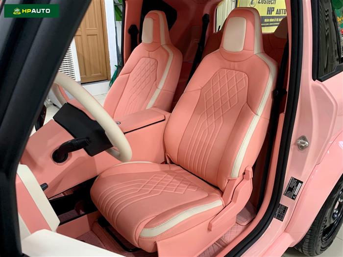 Bọc ghế da VF3 hoạ tiết hồng đào