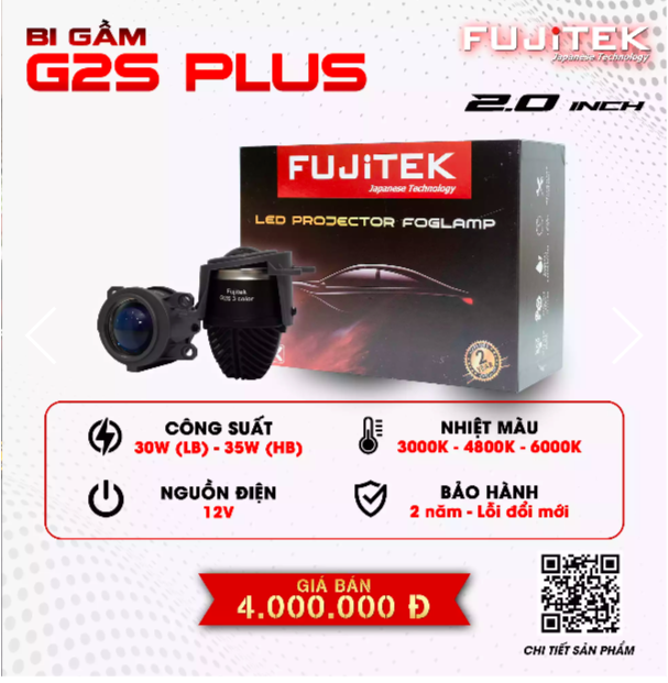 Fujitek G2S Plus Bi gầm Led 2 inch 3 chế độ màu kích cỡ nhỏ