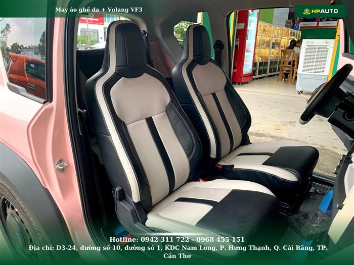 Bọc ghế da VF3 đen trắng