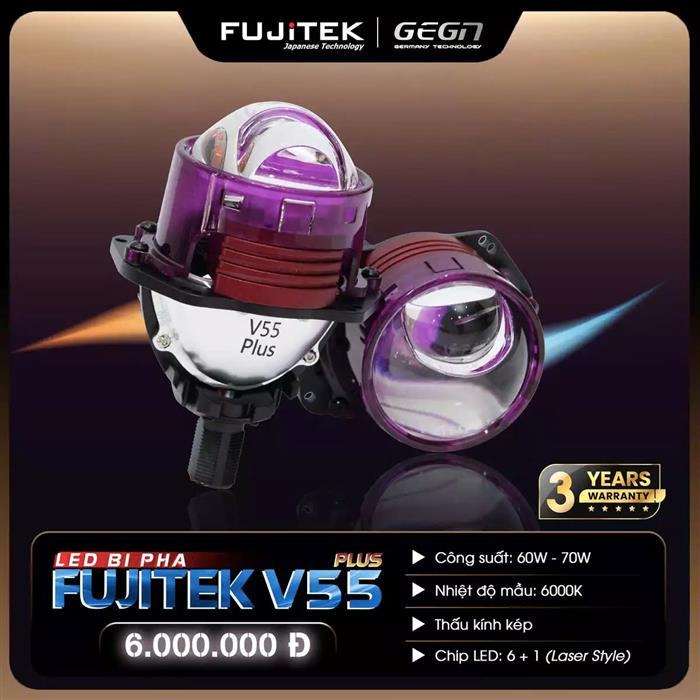 Fujitek V55 Plus - Đèn bi led có trợ pha kiểu Laser